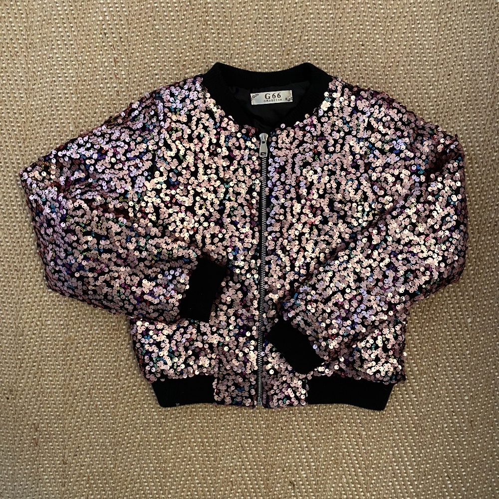 Girls Size 8 Sequin Bomber Jacket from St. Tropez